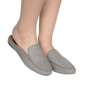 Born Size 7M  Leather Womens Gray Croc-Embossed Slip-On Loafers